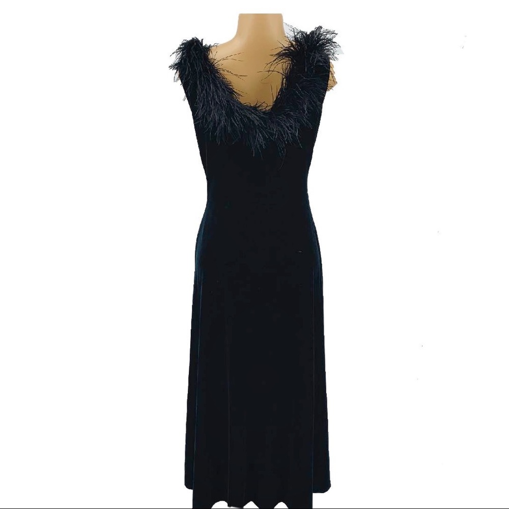 Vintage Jeffrey & Dara Ostrich Feather Velvet Gown - Picture 5 of 7